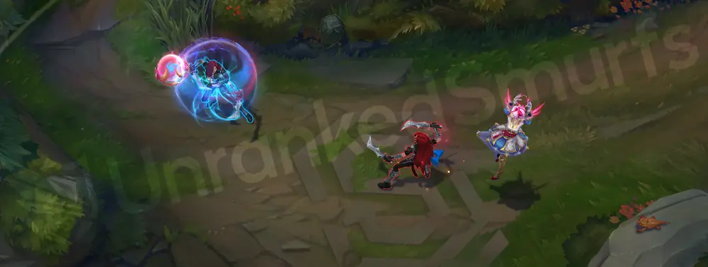 T1 Orianna E travel animation following allied path