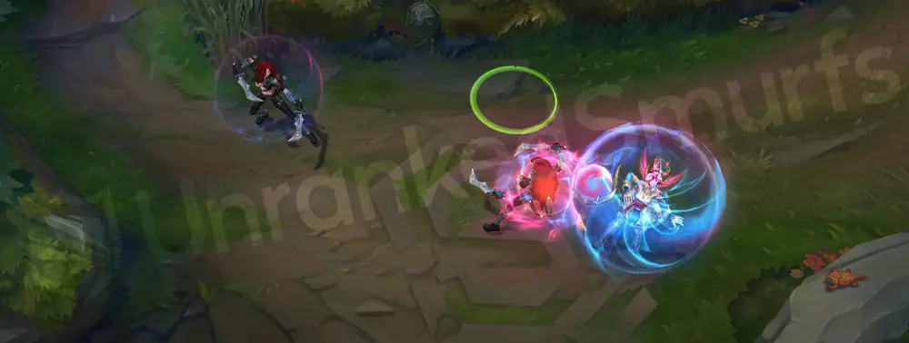 T1 Orianna E shield highlight with pink-gold accents