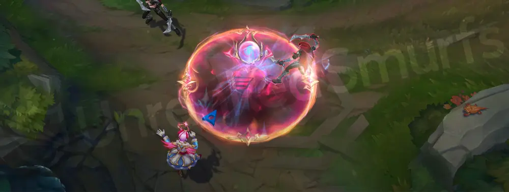 T1 Orianna W cast with circular purple shockwave