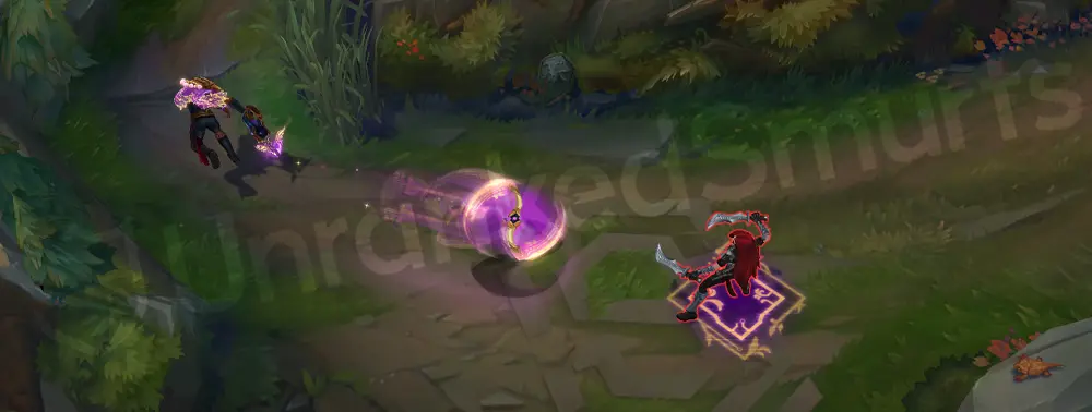 Three Honors Akshan Q boomerang shot first angle with purple trail