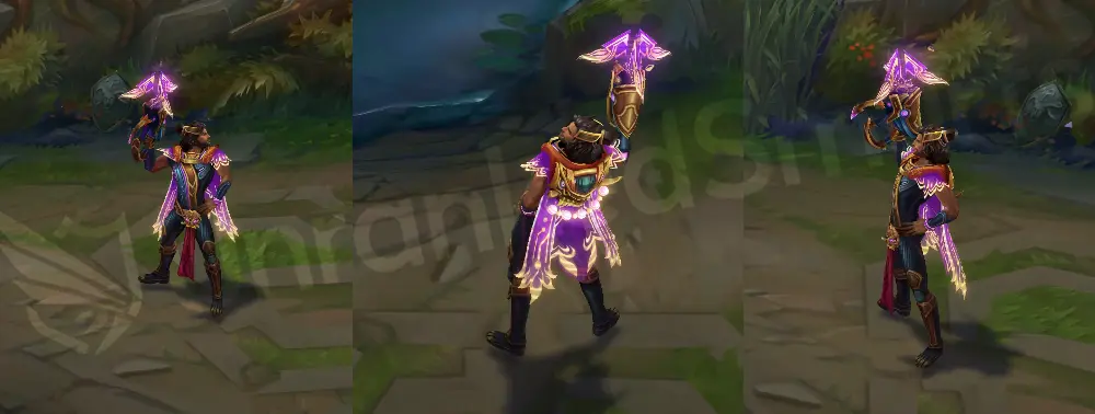 Three Honors Akshan front and back overview in-game