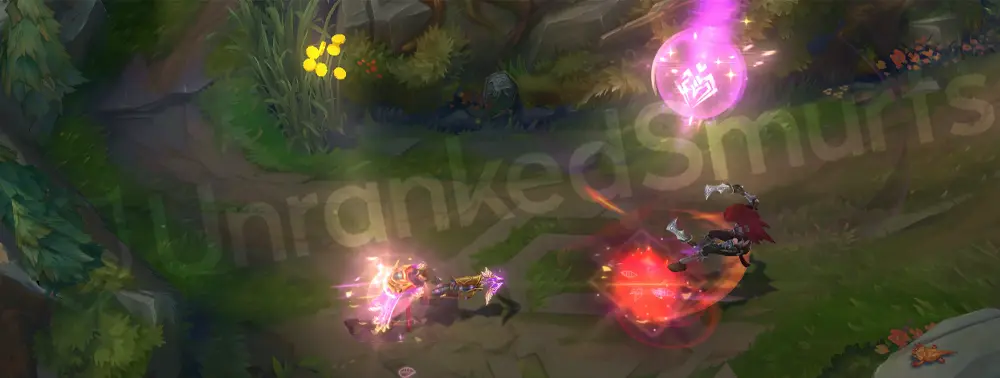 Three Honors Akshan passive marker with crest-like motif