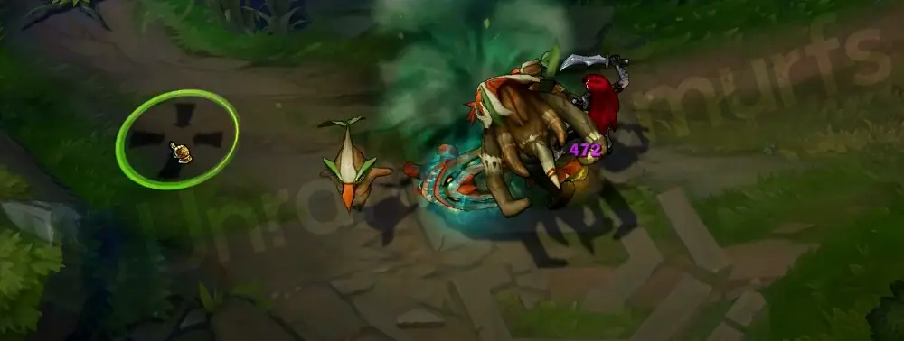 Totemic Maokai Q animation with green-blue shockwave
