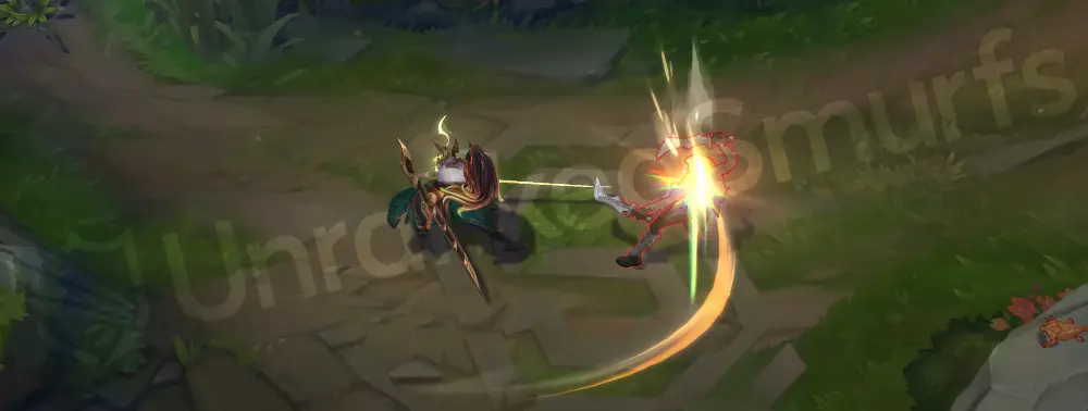 Truth Dragon Yasuo basic auto attack animation with jade-and-gold trail