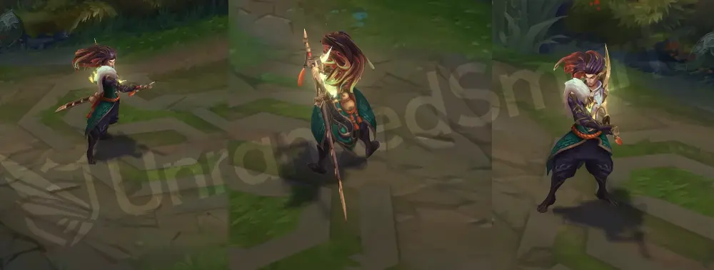 Truth Dragon Yasuo in-game front and side overview showing gold-white robes, dragon horns, and glowing blade