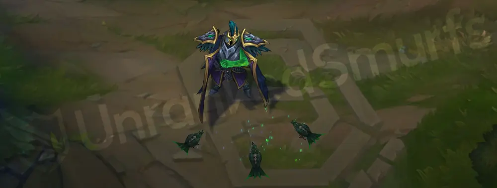 Tyrant Swain emote expression with helm and cloak detail