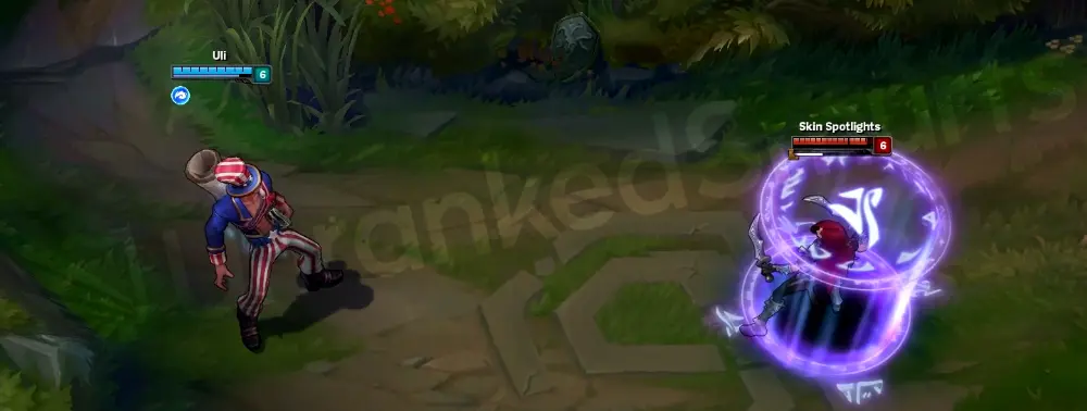 Uncle Ryze E (Spell Flux) effect bouncing with standard rune visuals