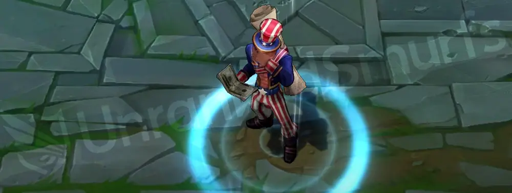 Uncle Ryze recall animation using base Ryze recall, patriotic outfit visible