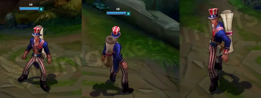 Uncle Ryze skin overview in-game, front and side view