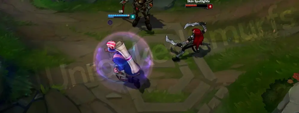 Uncle Ryze W (Rune Prison) cast moment with base-blue runes