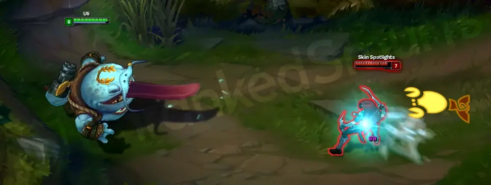 Urf Kench Q - Tongue Lash cast and hitbox