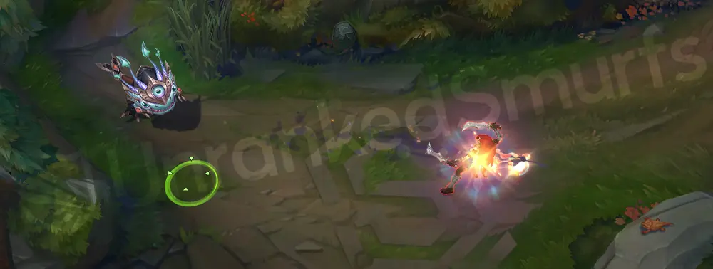 Victorious Kog'Maw Q impact effect with golden accent sparkles