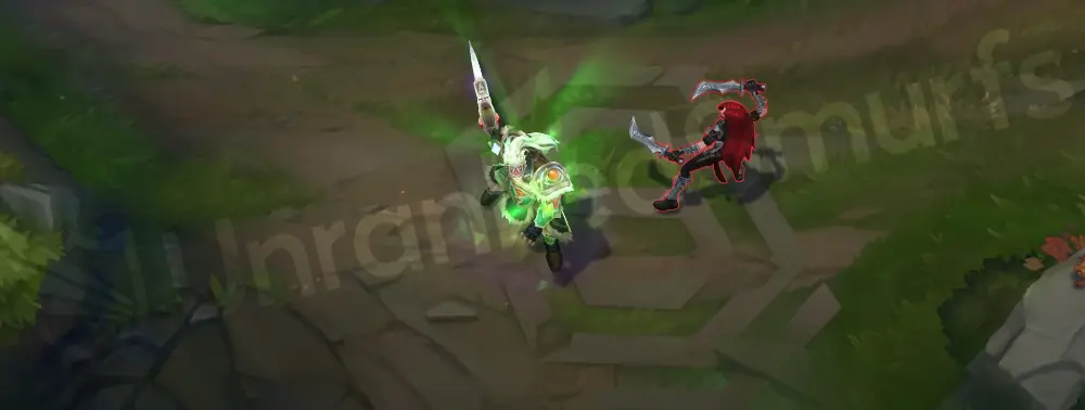 Victorious Tryndamere Q animation with saturated yellow-purple healing glow