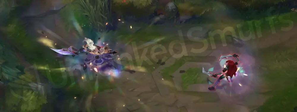 Victorious Tryndamere W animation showing regal yellow-purple debuff effect