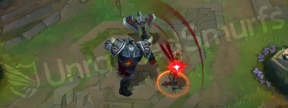 Warmonger Sion basic attack animation and hit effect