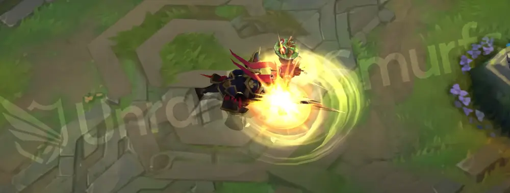 Warring Kingdoms Jarvan IV basic auto attack animation with golden spear trail