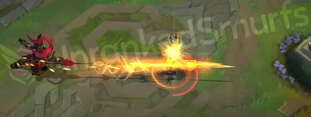 Warring Kingdoms Jarvan IV Q - Dragon Strike with red and black slashing effects