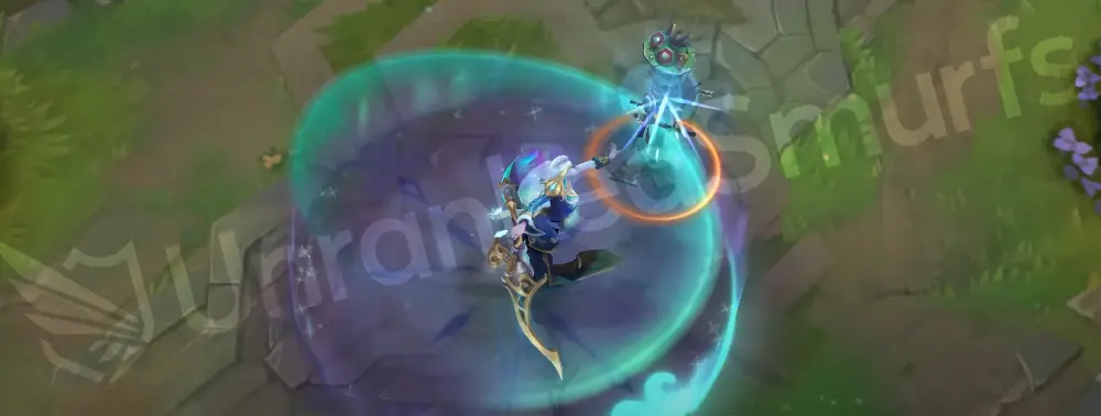 Winterblessed Diana performing a basic attack with icy aurora trails