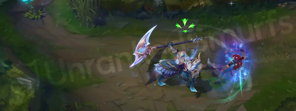Winterblessed Hecarim basic attack animation with frosty swing trail