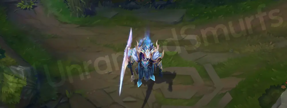 Winterblessed Hecarim emote stance showing armor detail and antlers