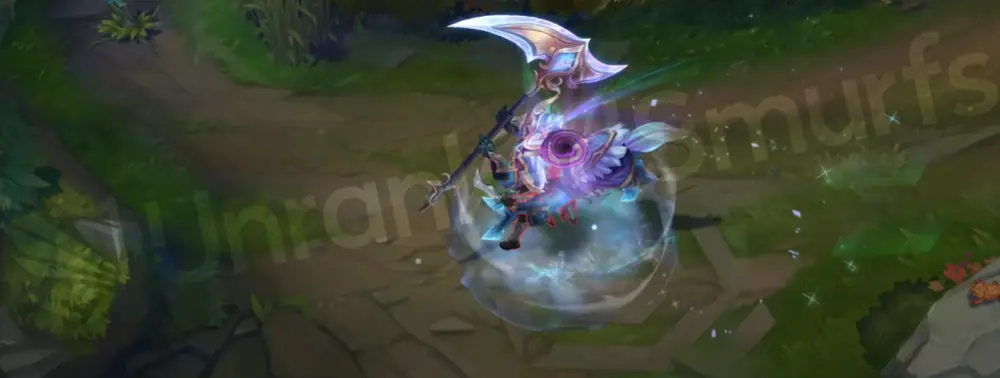 Winterblessed Hecarim W particles close-up with icy motifs