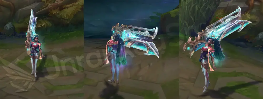 Winterblessed Senna full body in-game model with white boots and red-blue outfit