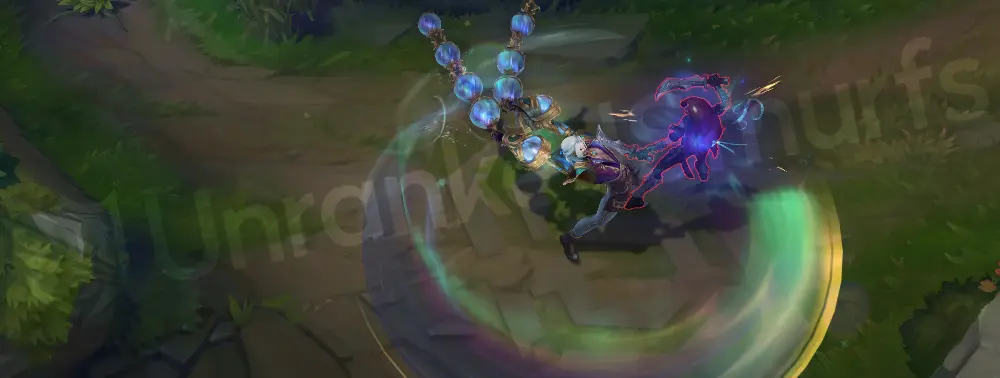 Winterblessed Sylas E shield impact with frosted burst and gold flecks