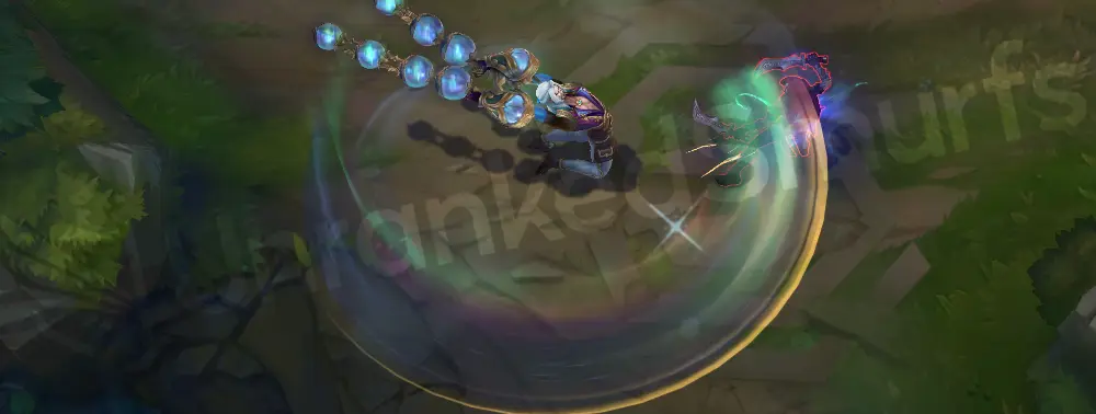 Winterblessed Sylas Q second detonation with bright cyan flare