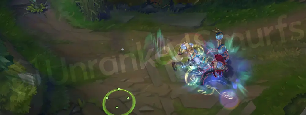 Winterblessed Sylas W heal shows blue glow and snow sparkle