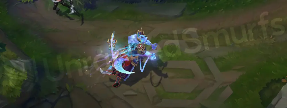Winterblessed Thresh Q impact and tether, part 3, showing icy chain and glow
